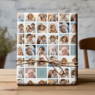 Create a Custom Photo Collage with 18 Photos Wrapping Paper