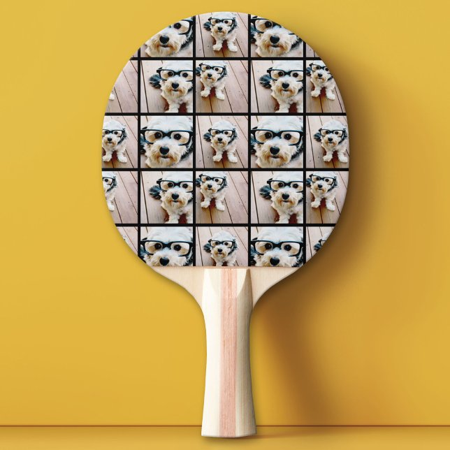 Create a Custom Photo Collage with 4 Photos Ping Pong Paddle (Custom Pink Pong Paddle)