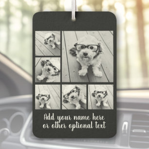 Create a Custom Photo Collage with 6 Photos black Car Air Freshener
