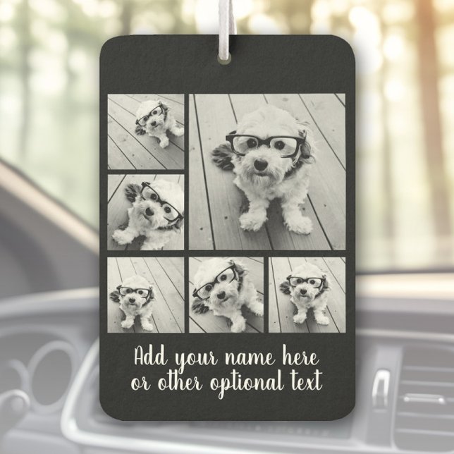 Create a Custom Photo Collage with 6 Photos black Car Air Freshener (Custom Air Freshener with Photo Collage)