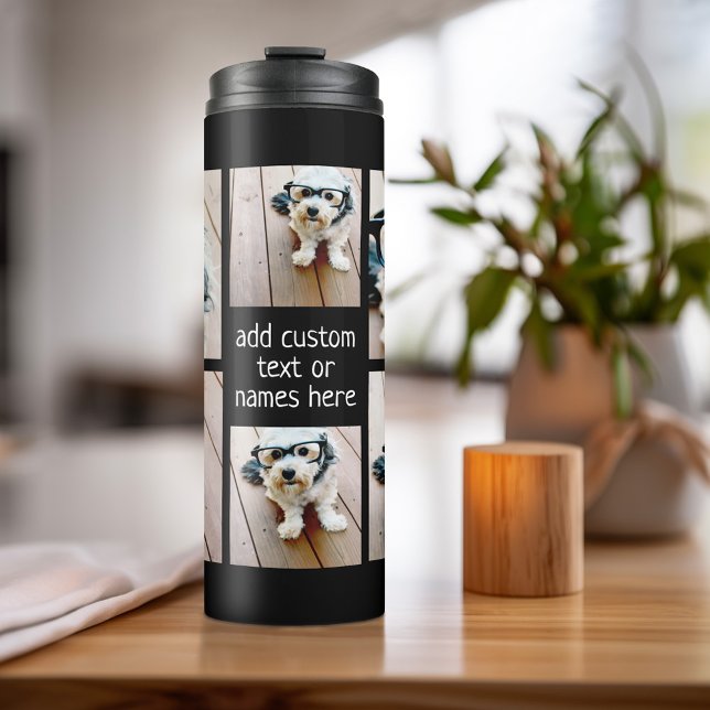 Create a Custom Photo Collage with 6 Photos Thermal Tumbler (Personalized bottle with photos and text)