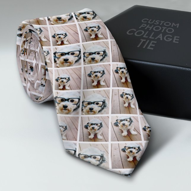 Create a Custom Photo Collage with 6 Photos White Tie (Custom Tie with a Photo Collage)