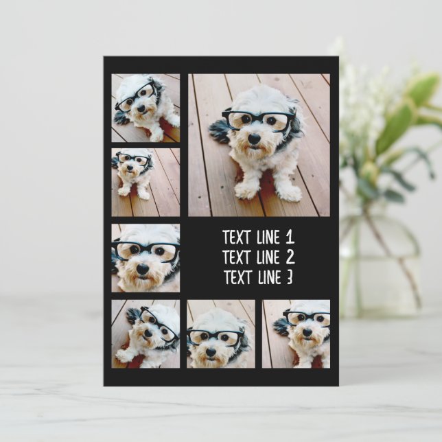 Create a Custom Photo Collage with 7 Photos - Text Card (Standing Front)