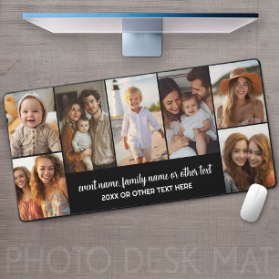 Create a Custom Photo Collage with 7 Photos - Text Desk Mat