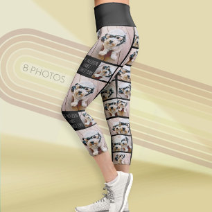 Create a Custom Photo Collage with 8 Photos black Capri Leggings