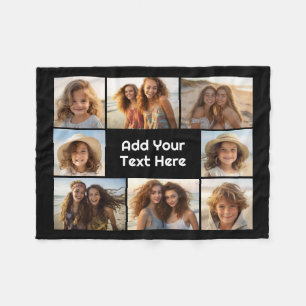Create a Custom Photo Collage with 8 Photos Fleece Blanket