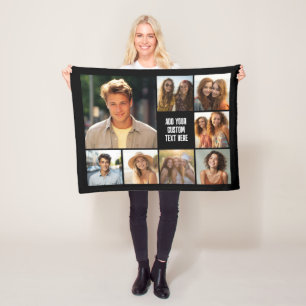 Create a Custom Photo Collage with 8 Photos Fleece Blanket