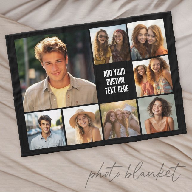 Create a Custom Photo Collage with 8 Photos Fleece Blanket (Custom Photo Blanket with Lots of Photos)