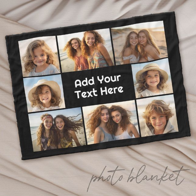 Create a Custom Photo Collage with 8 Photos Fleece Blanket (Custom Photo Blanket with Lots of Photos)