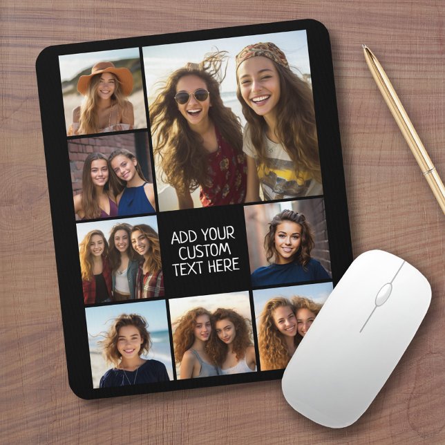 Create a Custom Photo Collage with 8 Photos Mouse Mat (Custom Mouse Pad - Add Photos and Text)