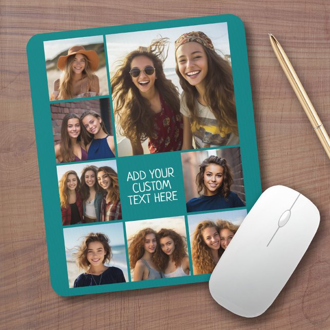 Create a Custom Photo Collage with 8 Photos Mouse Mat (Custom Mouse Pad - Add Photos and Text)