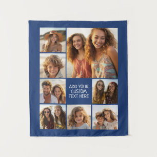 Create a Custom Photo Collage with 8 Photos Navy Tapestry