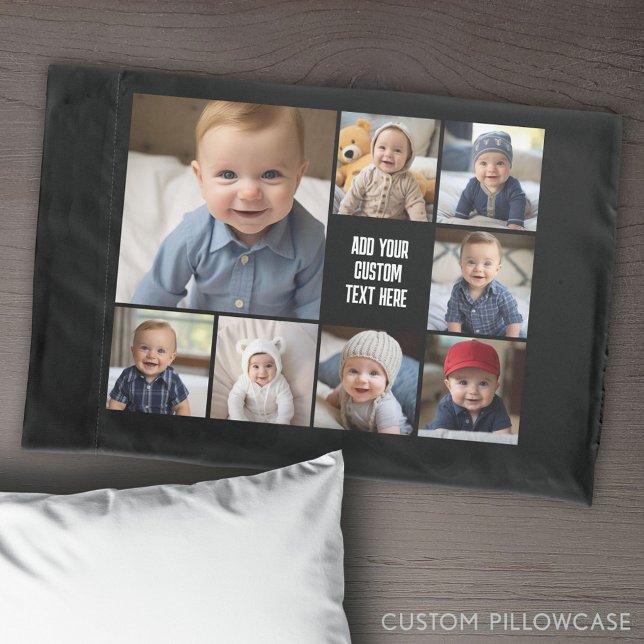 Create a Custom Photo Collage with 8 Photos Pillowcase (Create Your Own Photo Collage Pillowcase)