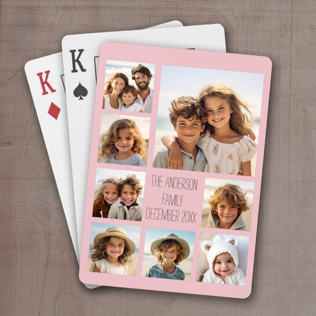 Create a Custom Photo Collage with 8 Photos Playing Cards (Personalized Playing Cards with 8 Photos and a Place for your custom text)