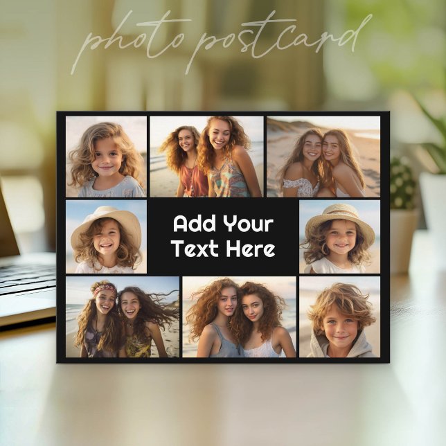 Create a Custom Photo Collage with 8 Photos Postcard (Photo Postcard that You Can Customize with your favorite photos - Modern, minimal design)