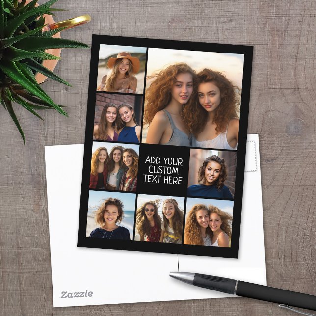 Create a Custom Photo Collage with 8 Photos Postcard (8 Photo personalized postcard)