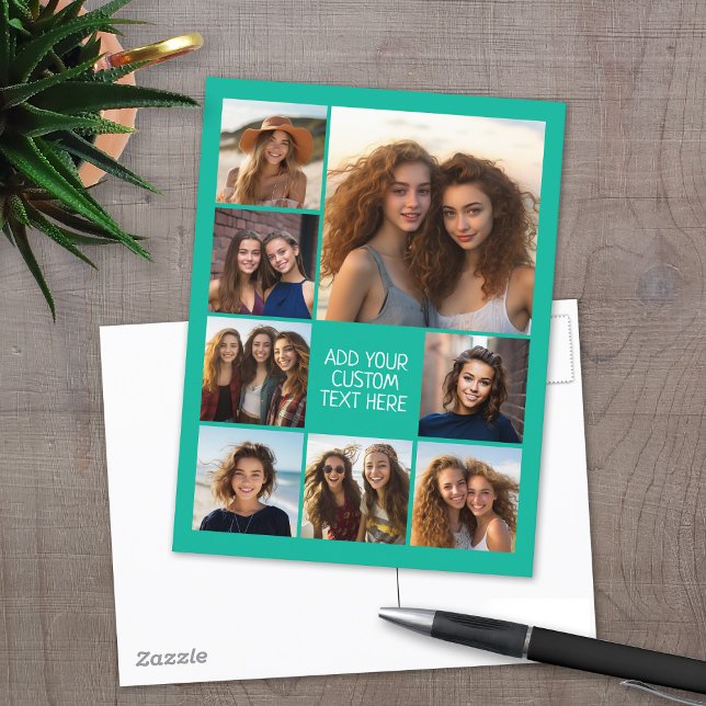Create a Custom Photo Collage with 8 Photos Postcard (8 Photo personalized postcard)