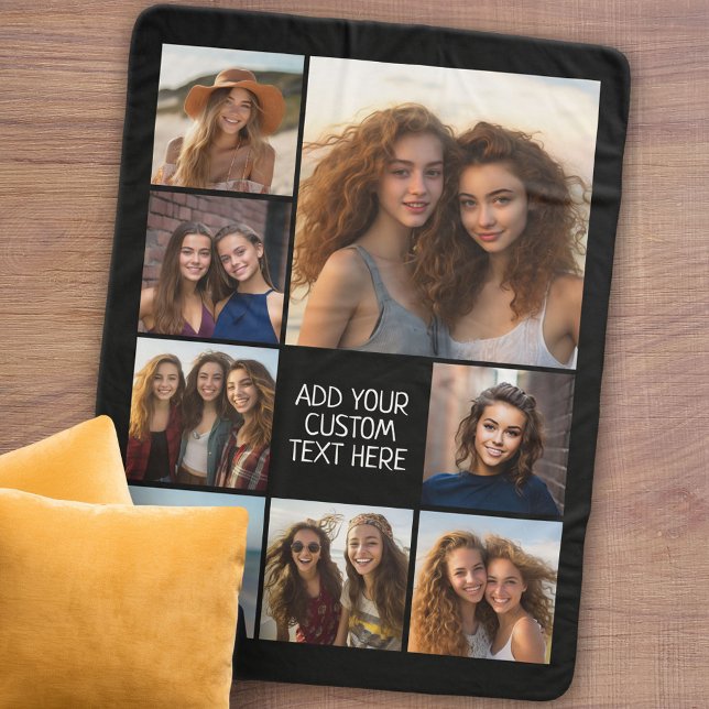 Create a Custom Photo Collage with 8 Photos Sherpa Blanket (Personalized sherpa blanket with photos and text)