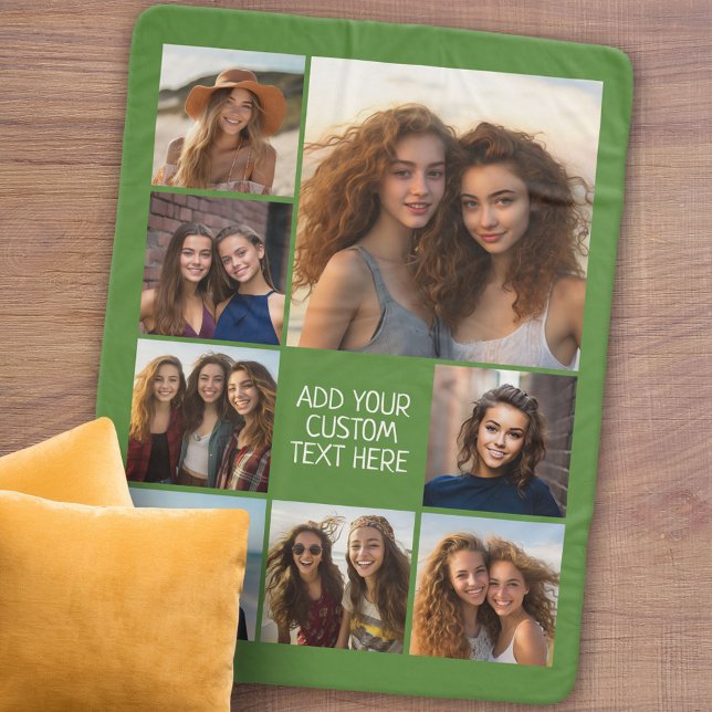 Create a Custom Photo Collage with 8 Photos Sherpa Blanket (Personalized sherpa blanket with photos and text)
