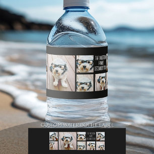 Create a Custom Photo Collage with 8 Photos Water Bottle Label