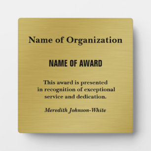 Create a Custom Volunteer Recognition Award (Gold) Plaque