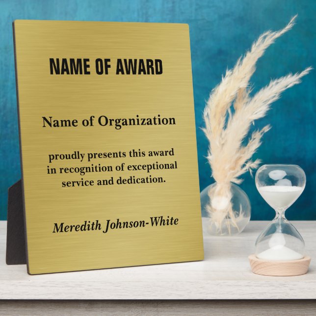 Create a Custom Volunteer Recognition Award (Gold) Plaque (Side)