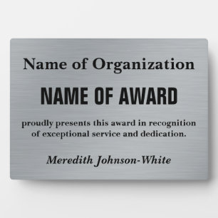 Create a Custom Volunteer Service Award (Silver) Plaque
