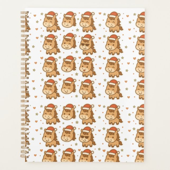 Create a cute horse wearing a tiny Christmas hat Planner (Front)