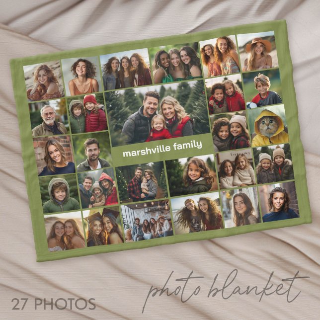 Create a Funky Photo Collage with 27 Photos Fleece Blanket (Photo Blanket - Customize with your favorite pictures)