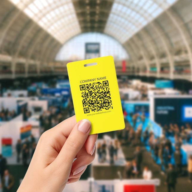 Create a QR Code | Easily Seen Bright Yellow Black ID Badge (Conference)