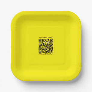 Create a QR Code Easily Seen Bright Yellow Black Paper Plate