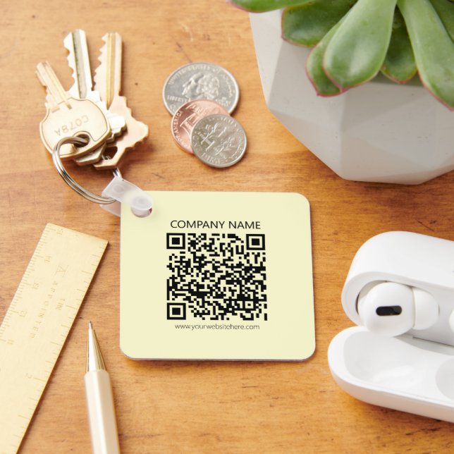 Create a QR Code | Pale Yellow Key Ring (Desk)