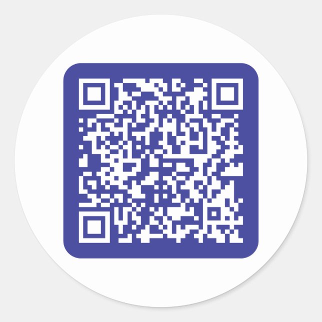 Create a Scannable QR code | Editable Dark Blue Classic Round Sticker (Front)