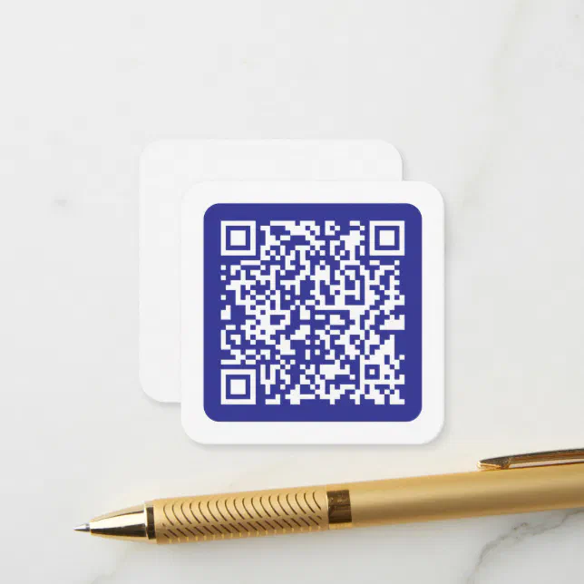 Create a Scannable QR code | Editable Dark Blue Enclosure Card | Zazzle