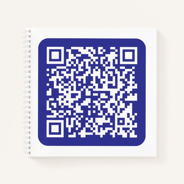 Create a Scannable QR code | Editable Dark Blue Notebook (Front)