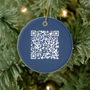 Create a Scannable QR Code Faded Navy Blue Ceramic Tree Decoration