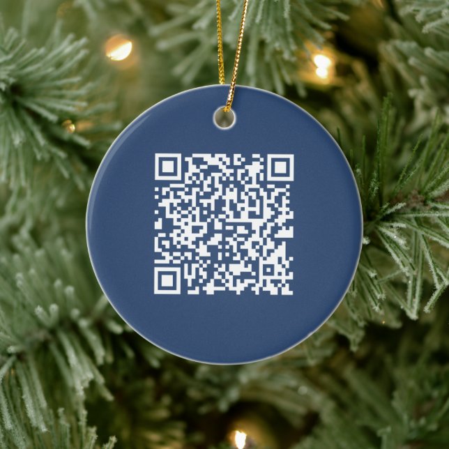 Create a Scannable QR Code | Faded Navy Blue  Ceramic Tree Decoration (Tree)