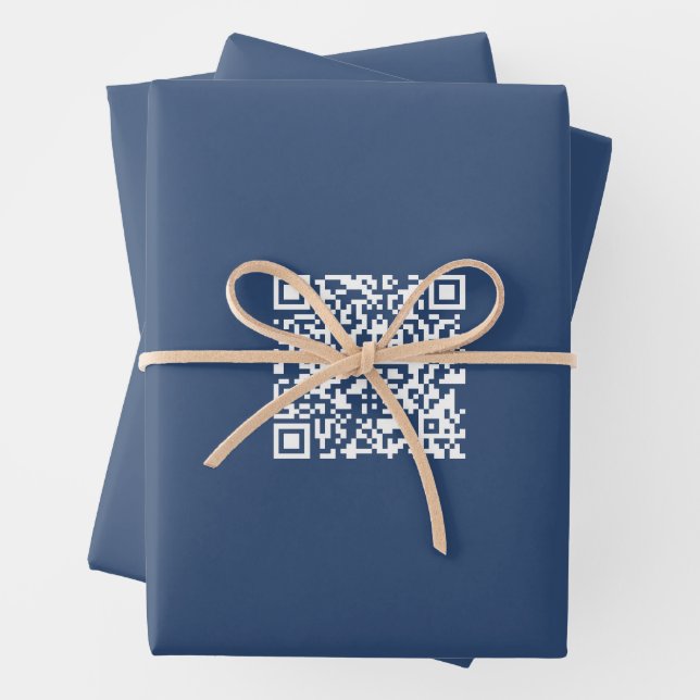 Create a Scannable QR Code | Faded Navy Blue  Wrapping Paper Sheet (In situ)