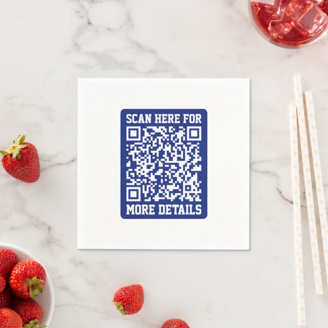 Create a Scannable QR code | Navy Blue (editable) Napkin (Insitu)