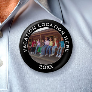 Create A Vacation Souvenir with Photo and Text 6 Cm Round Badge