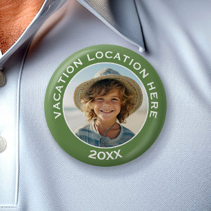 Create A Vacation Souvenir with Photo and Text 6 Cm Round Badge