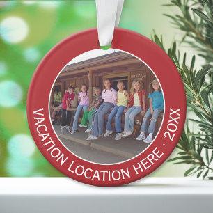 Create A Vacation Souvenir with Photo and Text Ornament