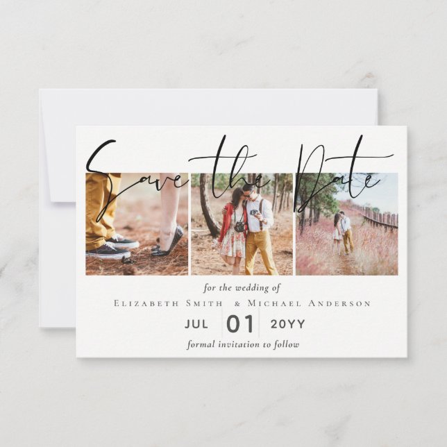 Create an Elegant Engagement Photo Save the Date (Front)