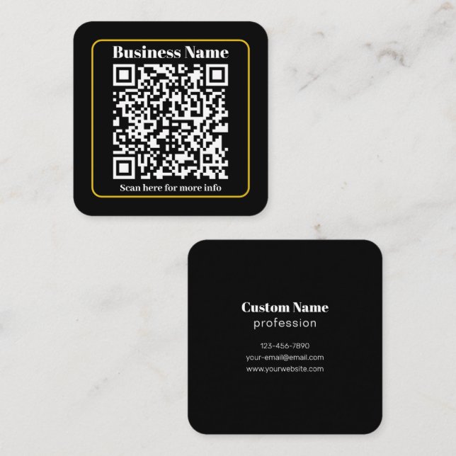 Create an Instantly Scannable Business QR code Square Business Card (Front/Back)