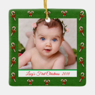 Create Baby First Christmas Photo Ceramic Ornament