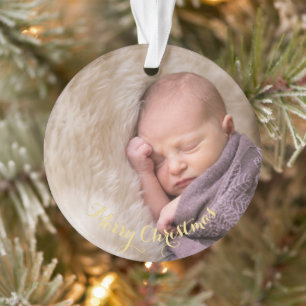 Create Baby's First Christmas 1st Photo Picture Ornament