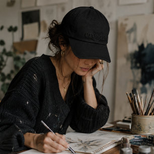 'Create' Black on Black Embroidered Monochrome Hat