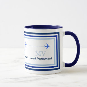 create blue monogram for air pilots mug