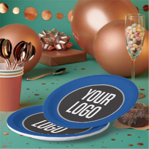 Create Business Logo Paper Cocktail  Blue Plate