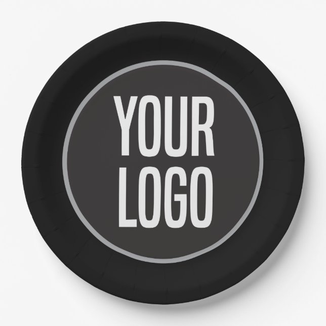 Create Business Logo Paper Plate Black (Front)